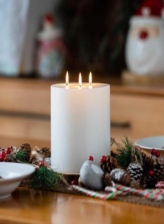 MOZEAL Extra Large 3 Wick White Pillar Candle, 6" x 6", Unscented, Dripless, Smokeless, and Clean-Burning. Approx. 120 Hours of Burn Time. Perfect for Weddings, Dinners, Christmas and Home Decor - Image 4